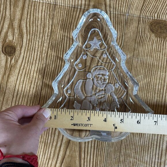 Gorham Santa Tree Treat Christmas Candy Crystal Dish Holiday Traditions 8.5” - Picture 8 of 11